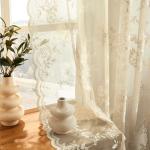 Beige Lace Sheer Curtains 72 Inch - 2 Panels