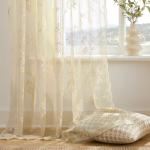 Beige Lace Sheer Curtains 72 Inch - 2 Panels