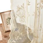 Beige Lace Sheer Curtains 72 Inch - 2 Panels