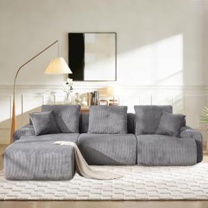 Modern L-Shaped 105 Inch Modular Couch with Cup Holders