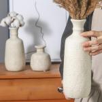Set of 3 Rustic Whitewashed Ceramic Vases