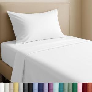 California Design Den Natural 100% Cotton Sheets Twin XL Size Set - Soft Sateen Weave, Twin XL Sheet Sets with Deep Pockets, Breathable and Durable Bedding for Dorm Rooms, College (White)