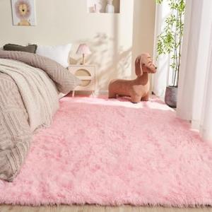 OPPODREAM 4x6 Pink Rugs for Bedroom, Ultra-Soft Fluffy Area Rugs for Living Room, 4 x 6 Shag Carpet for Nursery, Kids, Girl, Boy, Baby, Plush, Fuzzy, Shaggy, Cute Home Decor