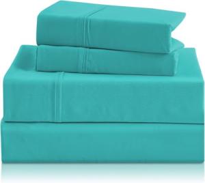 CozySmile Breathable Cooling Full Sheet Set - Hotel Luxury 4 Piece Deep Pocket Sheets for Full Size Bed, Fits 16" Mattress, Easy Care Wrinkle Free Bedding Sheet and Pillowcase Set, Turquoise