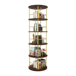 Gold 5-Tier Spinning Bookshelf for Home & Office