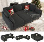 Dowiean 6-Seater Modular Sleeper Sofa, Dark Grey