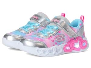 SKECHERS Girls Heart Lights Sneakers, Silver/Multi