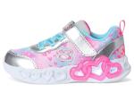 SKECHERS Girls Heart Lights Sneakers, Silver/Multi