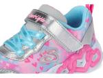 SKECHERS Girls Heart Lights Sneakers, Silver/Multi