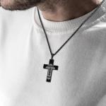 Men's Black Football Cross Necklace, Great Gift Idea