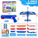 LJZJ 3 Pack Airplane Launcher Toys, 2 Flight Modes LED Foam Glider Catapult Plane, Outdoor Flying Toy for Kids, Birthday Gifts for Boy Girl 6+ Year Old, B-Day Party Supplies