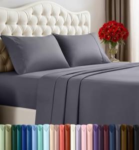 Utopia Bedding King Sheet Set – 4 Piece Bed Sheets for King Size Bed, Soft and Breathable Microfiber, Includes 1 Fitted Sheet, 1 Flat Sheet and 2 Pillowcases (Grey)