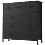 DUMOS 9 Drawer Fabric Storage Dresser - Matte Black