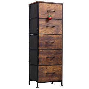 WLIVE 5-Drawer Tall Fabric Dresser for Bedroom
