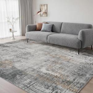 5 x 7 Area Rugs for Living Room, Machine Washable Non Slip Rug Ultra Soft Low Pile Indoor Carpet Modern Abstract Rugs for Bedroom Office Room Dining Room Beside, Grey