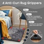 Ophanie Small Rug Upgrade Non Slip Throw Bedside Area Rugs, Fluffy Soft Grey Mini Bedroom Carpet, Affordable Door Entryway Indoor Inside Front Entrance Dog 2x3 Mat, Home Decor Aesthetic, Nursery