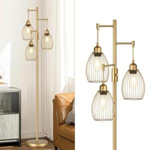 Dimmable Gold Industrial Floor Lamp with Elegance