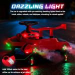 12V Electric Wiggle Car Ride On Toy, Swing Car with Pedal, for Kids from Ages 3 and Up, Birthday Gifts for Boys and Girls, Anti-Rollover, Flashing Wheels, Bluetooth,140Lbs (Black+Red)