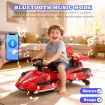 12V Electric Wiggle Car Ride On Toy, Swing Car with Pedal, for Kids from Ages 3 and Up, Birthday Gifts for Boys and Girls, Anti-Rollover, Flashing Wheels, Bluetooth,140Lbs (Black+Red)