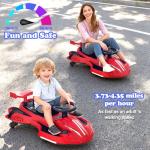 12V Electric Wiggle Car Ride On Toy, Swing Car with Pedal, for Kids from Ages 3 and Up, Birthday Gifts for Boys and Girls, Anti-Rollover, Flashing Wheels, Bluetooth,140Lbs (Black+Red)