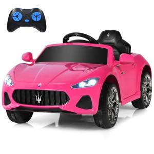Costzon Ride on Car, Pink Licensed Maserati Gbili 12V Battery Powered Electric Car with Parent Remote Control & Manual Modes, Horn, Lights, MP3, Kids Car Toy Maserati Car for Boys Girls Toddlers Gift