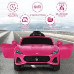Costzon Ride on Car, Pink Licensed Maserati Gbili 12V Battery Powered Electric Car with Parent Remote Control & Manual Modes, Horn, Lights, MP3, Kids Car Toy Maserati Car for Boys Girls Toddlers Gift