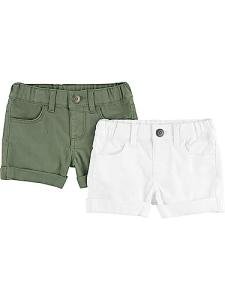 Simple Joys by Carter's Girls' Denim Shorts, Pack of 2, Olive/White, 4