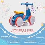 JoyRydz 6V Electric Baby Balance Bike with Bubble Machine,4 in 1 Toddler Balance Bike w/Remote for 1 Year Old Boys Girls Kids Bubble Bike Ride on Toys w/Powered Motor,Music,LED Lights (Blue&Red)