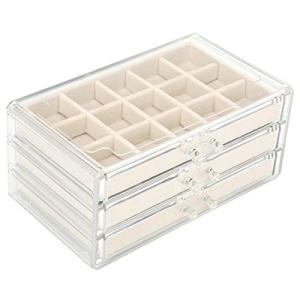 Acrylic Jewelry Organizer with 3 Drawers and Velvet Trays