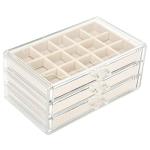 Acrylic Jewelry Organizer with 3 Drawers and Velvet Trays