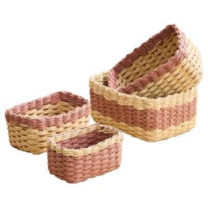 4PCS Handwoven Storage Baskets - Square Organizers