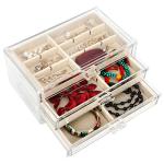 Acrylic Jewelry Organizer with 3 Drawers and Velvet Trays