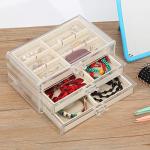 Acrylic Jewelry Organizer with 3 Drawers and Velvet Trays