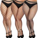 3 Pack Black Fishnet Stockings for Women