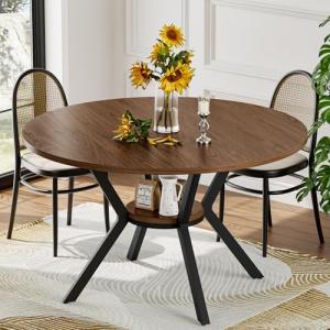 42" Round Farmhouse Dining Table with Storage
