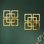 Weysat Wall Mount Home Mirror, 2 Pieces Silver Square Decorative Mirror for Bedroom, Living Room, Bathroom, 11.8 x 11.8 Inches(Gold,Mirrored)