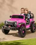 Outfunny 2-Seater Hot Pink Electric Car for Kids