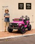 Outfunny 2-Seater Hot Pink Electric Car for Kids