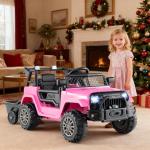 Costzon Pink Ride-On Truck with Detachable Trailer
