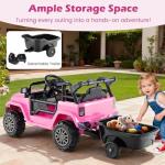 Costzon Pink Ride-On Truck with Detachable Trailer