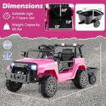 Costzon Pink Ride-On Truck with Detachable Trailer