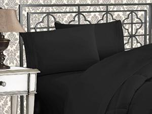Soft 4-Piece Queen Bed Sheet Set, Black