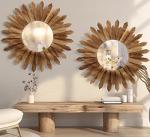 LOSOUR 2 Pack Boho Sunburst Wall Mirrors
