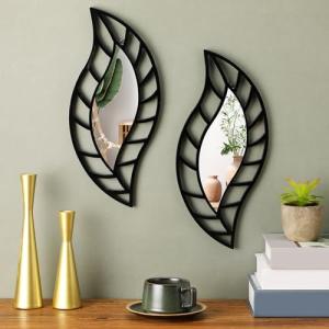 Roowest 2 Pcs Leaf Teardrop Wall Mirrors