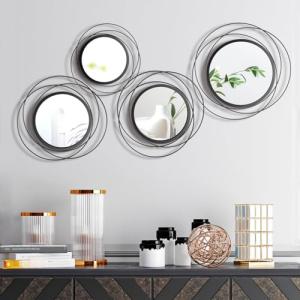 Hicarer 4-Piece Round Metal Wall Mirror Set