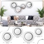 Hicarer 4-Piece Round Metal Wall Mirror Set