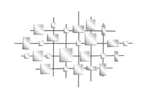 Deco 79 Metal Geometric Home Wall Decor Wall Sculpture with Square Mirrored Accents, Wall Art 28" x 1" x 44", Black