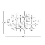 Deco 79 Metal Geometric Home Wall Decor Wall Sculpture with Square Mirrored Accents, Wall Art 28" x 1" x 44", Black