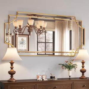 Gold Beveled Full-Length Wall Mirror, 24"x48