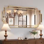 Gold Beveled Full-Length Wall Mirror, 24"x48